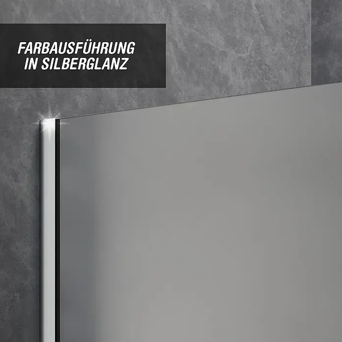 Camargue Meran Mix & Match Duschwand - B x H: 140 x 200 cm, Beschichtet, Silberglanz, B: 970mm Satiniertes Glas + B: 400mm Spiegelglas - Duschwandprofil in Silberglanz-Ausführung.
