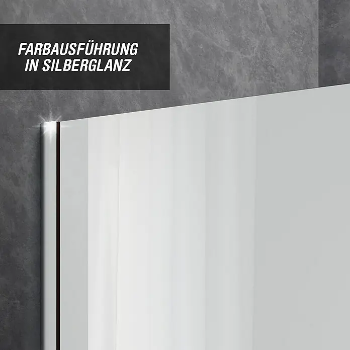 Camargue Meran Mix & Match Duschwand - B x H: 140 x 200 cm, Beschichtet, Silber Glänzend, Ausführungseigenschaft: B: 970mm Spiegelglas + B: 400mm Spiegelglas, Glänzend - Glasscheibe mit silberglänzender Ausführung.