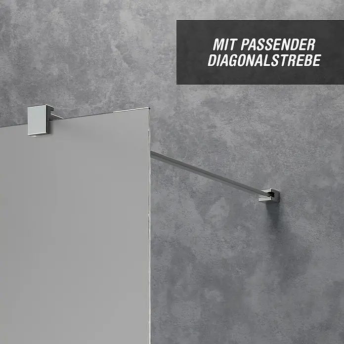 Camargue Meran Mix & Match Duschwand - B x H: 120 x 200 cm, Beschichtet, Silber, B: 970mm Klarglas + B: 200mm Satiniertes Glas - Duschglaswand mit Chromhalterung und diagonaler Stabilisierungsstange.