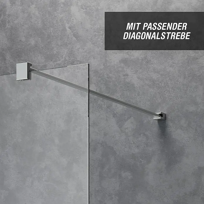 Camargue Meran Mix & Match Duschwand - B x H: 100 x 200 cm, Beschichtet, Silber, B: 570mm Satiniertes Glas + B: 400mm Klarglas - Metallische Diagonalstrebe für eine Duschwand aus Glas.