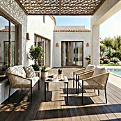 Conjunto de muebles Echo (4 pzs., Acero/Cuerda, Beige/Negro) | BAUHAUS