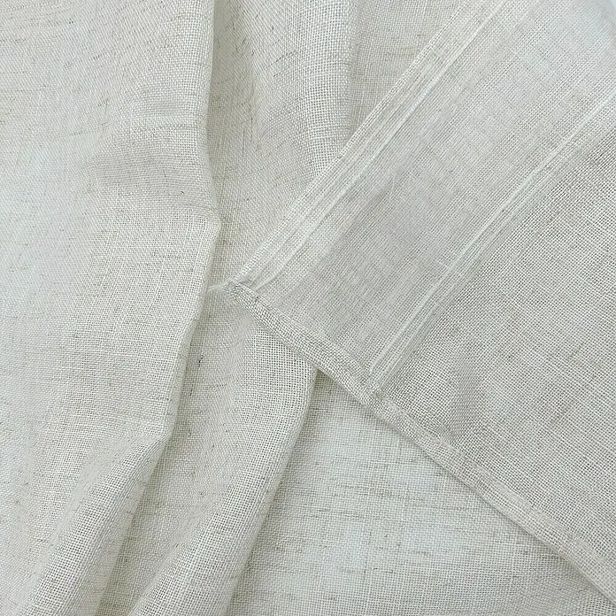 Visillo para ventana Cinta Multifunción Chiloe - An x Al: 140 x 280 cm, 93% poliéster / 7% lino, Natural - Tejido natural beige claro, texturizado y de trama suelta.