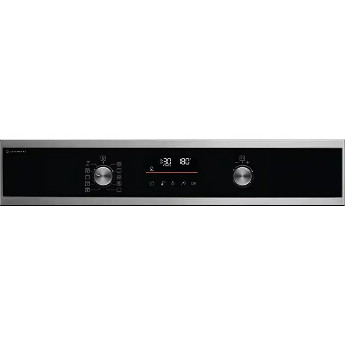 Electrolux Horno empotrado EOD6P77X - Número de tipos de calentamiento: 9 ud., Volumen horno: 72 l - Panel de control negro de horno con marco de metal cepillado, pantalla digital (1:30, 180°) y dos mandos giratorios.