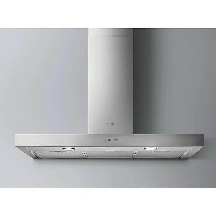 Turboair Campana integrable Facile - Ancho: 89,4 cm, Máx. Potencia del ventilador en modo extracción: 620 m³/h, Acero inoxidable - Campana extractora de pared de acero inoxidable con luces integradas y pantalla digital.
