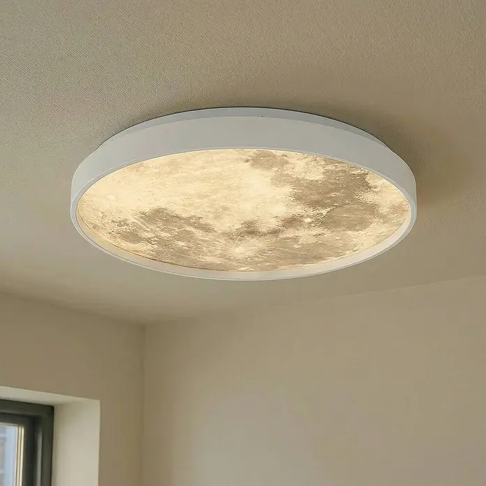 Lindby Deckenleuchte Lune - weiß / opal, alu / grau / zink