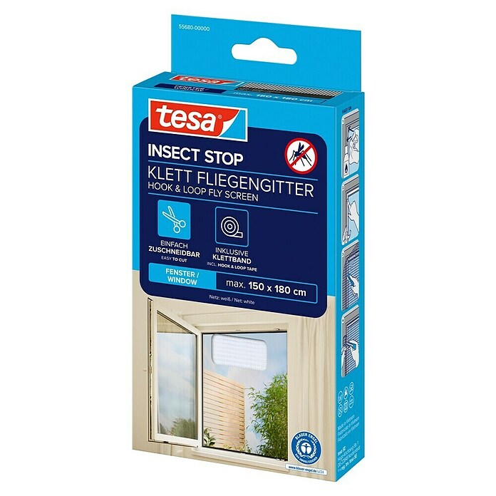 Tesa Insect Stop Zaščita proti mrčesu za okna  (Š x V: 1,5 x 1,8 m, Barva mreže: Bela, Montaža mreže proti mrčesu: Pritrditev z ježkom) | 1195 - Fliegengitter | AAEF - Fliegenschutz | AAE - Beschläge | AA - Eisenwaren | A - Eisenwaren | BAUHAUS
