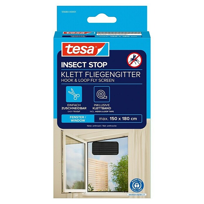 Tesa Insect Stop Zaščita proti mrčesu za okna  (Š x V: 1,5 x 1,8 m, Barva mreže: Antracit, Montaža mreže proti mrčesu: Pritrditev z ježkom) | 1195 - Fliegengitter | AAEF - Fliegenschutz | AAE - Beschläge | AA - Eisenwaren | A - Eisenwaren | BAUHAUS