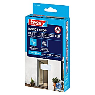 Tesa Insect Stop Zaštitna mreža od insekata za vrata (Š x V: 65 x 220 cm, Bijele boje, Montaža mreže protiv komaraca: Čičak traka)
