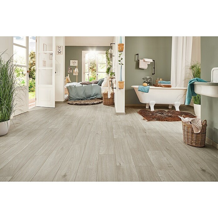 LOGOCLIC Aquaprotect Laminat Nature Oak (Beige, Landhausdiele, 1 288 x 195 x 8 mm) | BAUHAUS