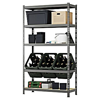 Regalux Metallregal (H x B x T: 180 x 93 x 40 cm, Traglast pro Boden: 175 kg, Anzahl Böden: 5 Stk., Stecken)