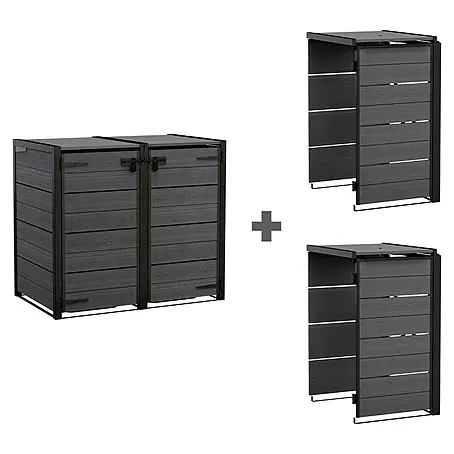 Keter  Mülltonnenbox Hide Away + zwei Erweiterungen