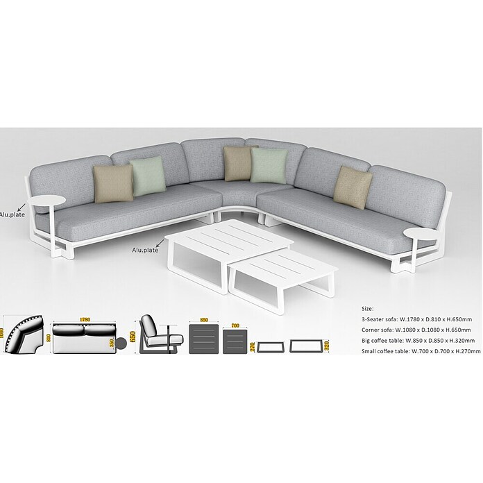 Loungemöbel-Set (7 -tlg., Aluminium, Polyester, Dust Nature) | BAUHAUS