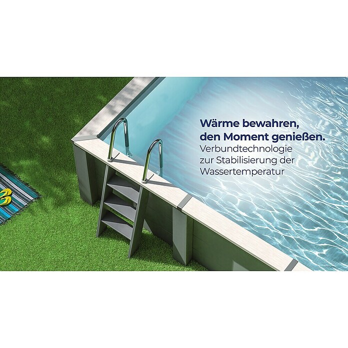 Gre Avantgarde Piscina de WPC Nova (L x An x Al: 315 x 315 x 96 cm, Gris oscuro/Azul, 7.600 l) | BAUHAUS