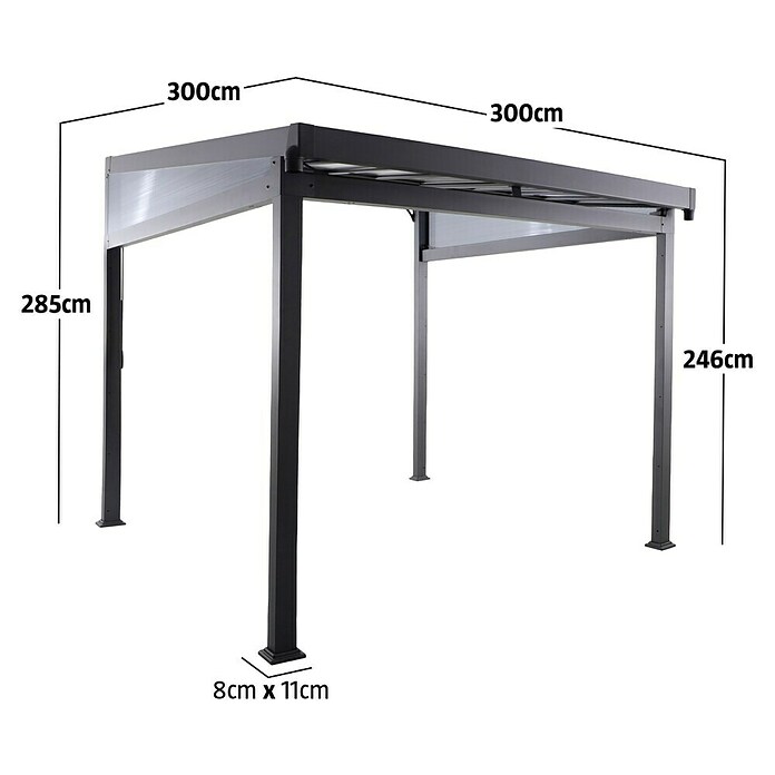 Sunfun Anstellpavillon Ibiza (B x T: 300 x 300 cm, Farbe Gestell: Anthrazit, Aluminium) | BAUHAUS