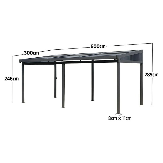 Sunfun Anstellpavillon Ibiza (B x T: 600 x 300 cm, Farbe Gestell: Anthrazit, Aluminium) | BAUHAUS