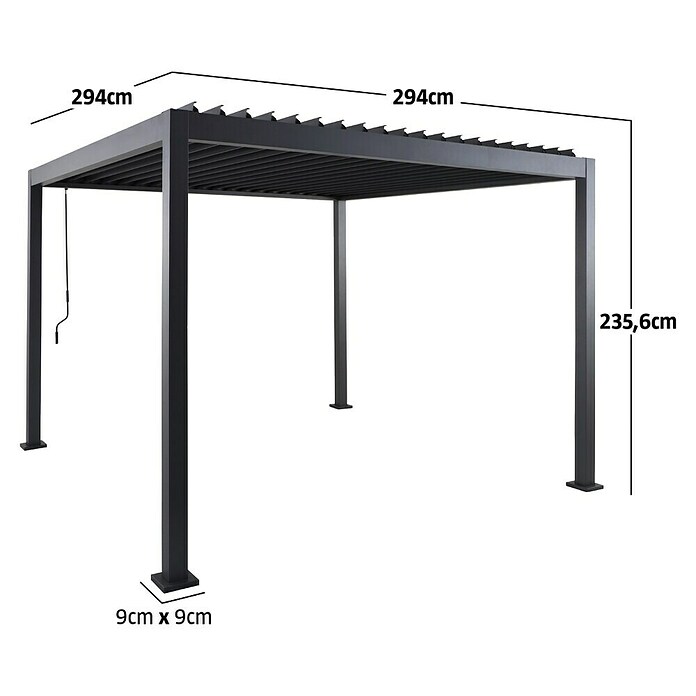 Sunfun Milos Lamellenpavillon (B x T: 294 x 294 cm, Farbe Gestell: Night-Grey, Aluminium) | BAUHAUS