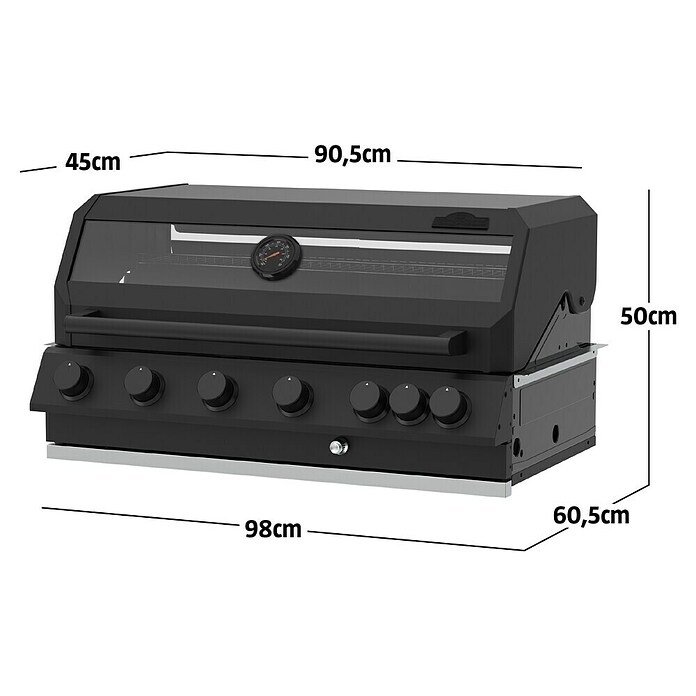 Kingstone KMS Gasgrill Cliff 6005 Beast Built In (Grillfläche (B x T): 90,5 x 45 cm, 21 kW, Anzahl Brenner: 6 Stk.) | BAUHAUS