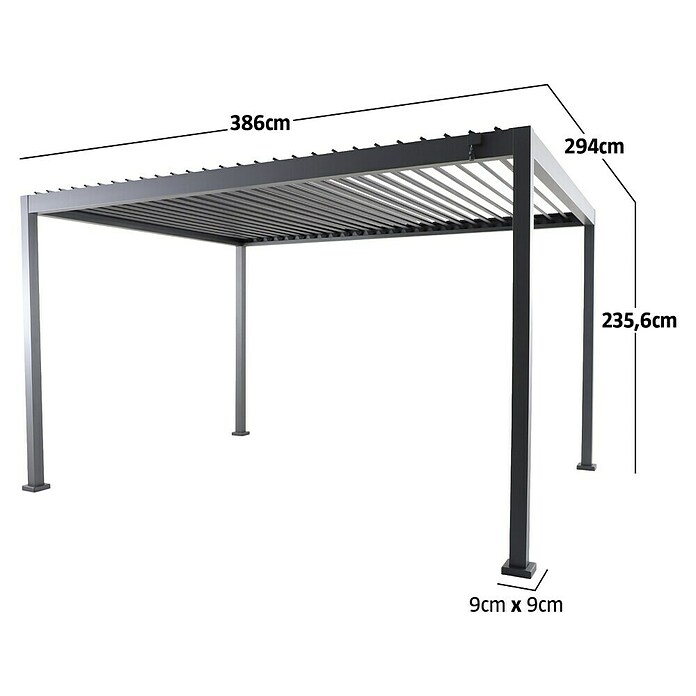 Sunfun Milos Lamellenpavillon (B x T: 386 x 294 cm, Farbe Gestell: Night-Grey, Aluminium) | BAUHAUS
