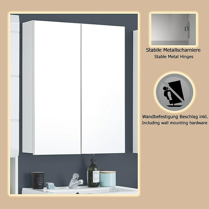Trendteam Skin Spiegelschrank (B x H: 60 x 67 cm, Ohne Beleuchtung, Holz, Weiß) | BAUHAUS