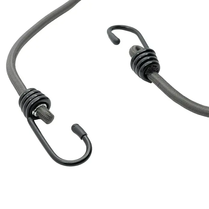 OceanYarn Gummispannseil OCEANYARN - Länge: 80 cm, Durchmesser: 8 mm, Schwarz - Graues Expanderseil mit schwarzen Haken zum Sichern von Gegenständen.