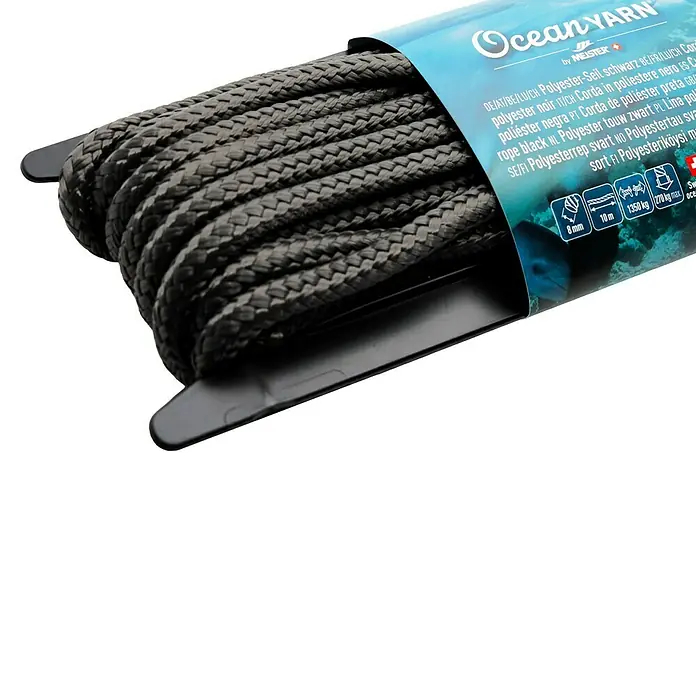 OceanYarn Polyester-Seil OCEANYARN - Länge: 10 m, Durchmesser: 8 mm, Belastbarkeit: 1.350 kg, Schwarz - Schwarzes 8mm Polyesterseil 'Ocean YARN' von Meister, 10 Meter lang in Verpackung.