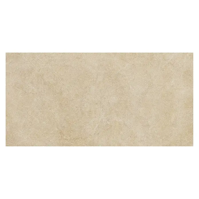 Feinsteinzeugfliese Chalk Sallow - 60 x 120 cm, Beige, Matt - Beige matte Fliese mit subtiler Steintextur.