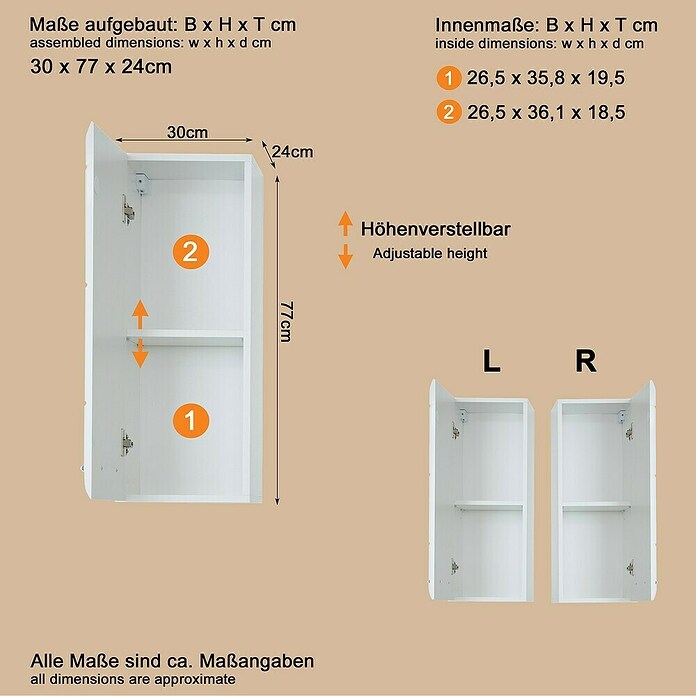 Trendteam Skin Hängeschrank (30 x 23 x 77 cm, Weiß) | BAUHAUS