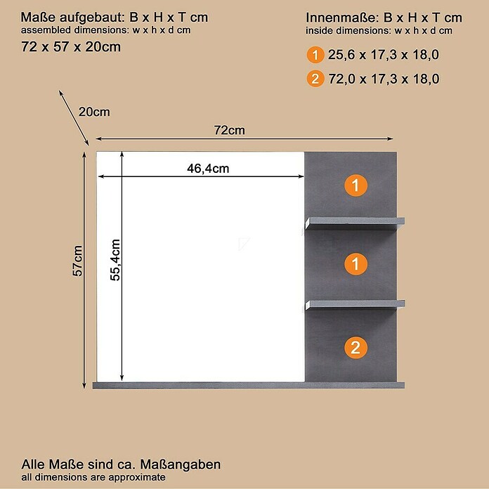 Trendteam Indy Ablagespiegel (72 x 20 x 57 cm, Matera) | BAUHAUS
