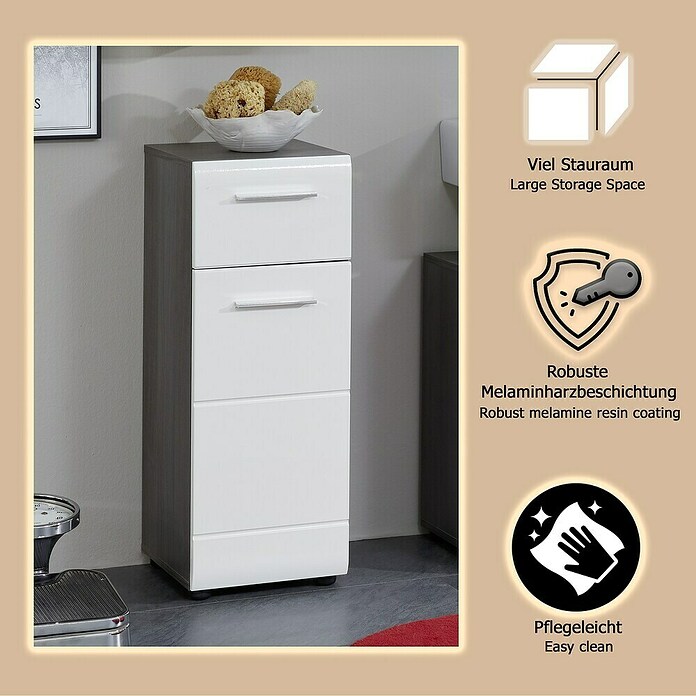 Trendteam Line Unterschrank (30 x 31 x 80 cm, Sardegna Silber/Weiß) | BAUHAUS