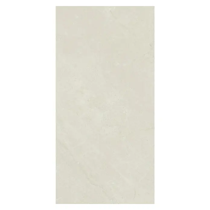 Suelo vinílico SPC Sand Stone - 94 cm x 47 cm x 5 mm, Arena, Baldosa - Azulejo rectangular beige claro con efecto mármol.