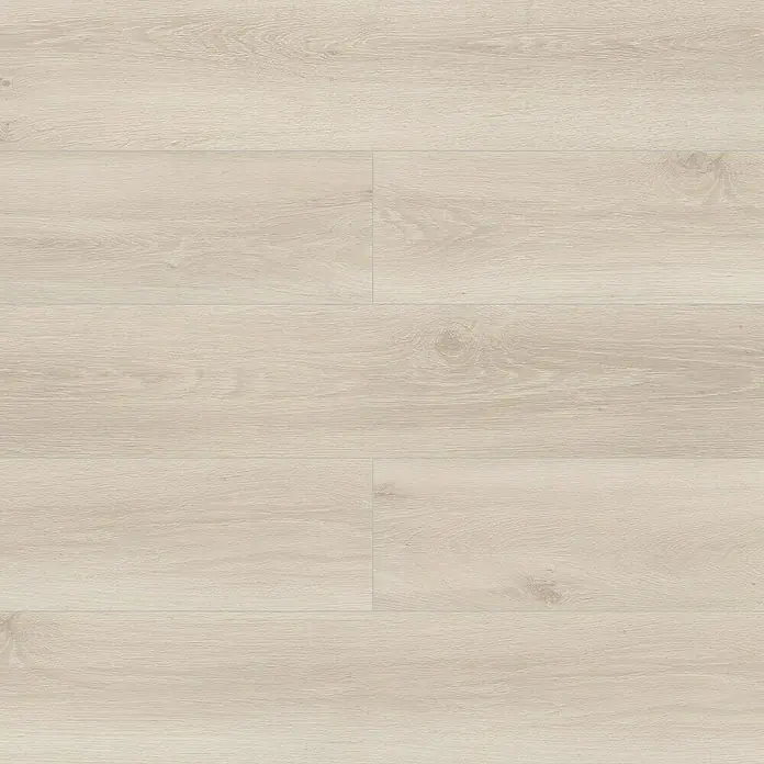 LOGOCLIC Laminado Hidro Roble Verona - 1.380 x 191 x 8 mm, Beige, AC4, Resistente al agua - Tablones de madera clara beige con veta sutil y juntas visibles.