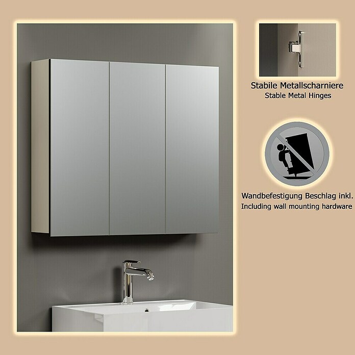 Trendteam Niklas Spiegelschrank (B x H: 90 x 80 cm, Kashmir) | BAUHAUS