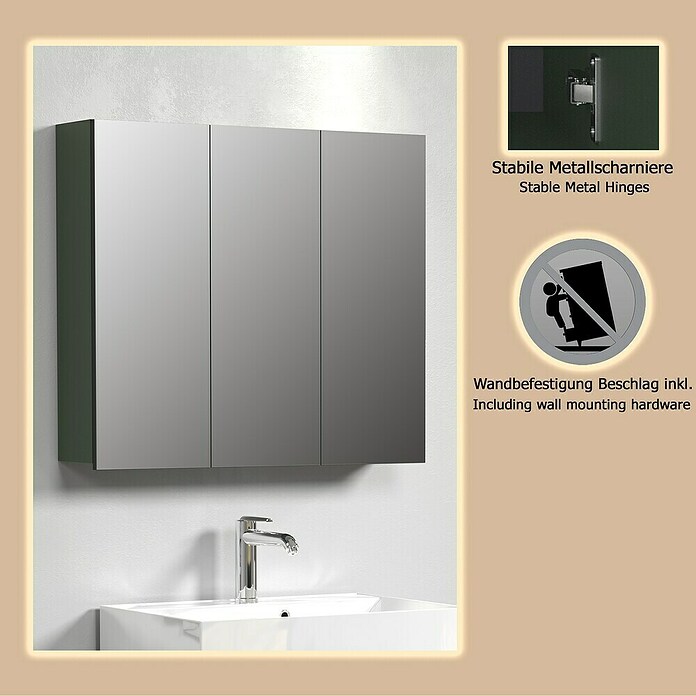 Trendteam Niklas Spiegelschrank (B x H: 90 x 80 cm, Grün) | BAUHAUS