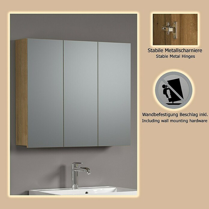 Trendteam Niklas Spiegelschrank (B x H: 90 x 80 cm, Evoke Eiche) | BAUHAUS