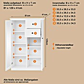 Trendteam Vitrine Baxxter (B x T x H: 81 x 41 x 129 cm, Weiß) | BAUHAUS
