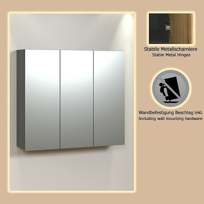 Trendteam Niklas Spiegelschrank (B x H: 90 x 80 cm, Anthrazit) | BAUHAUS