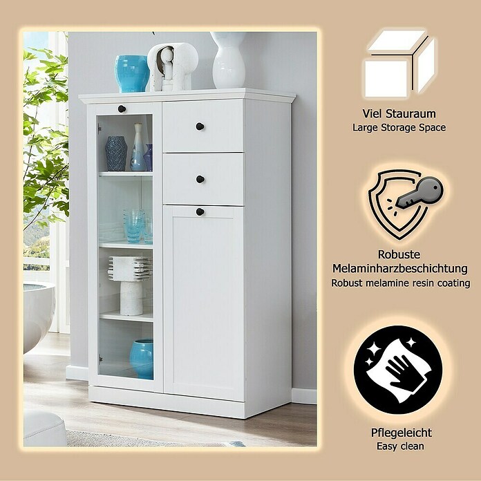 Trendteam Vitrine Baxxter (B x T x H: 81 x 41 x 129 cm, Weiß) | BAUHAUS