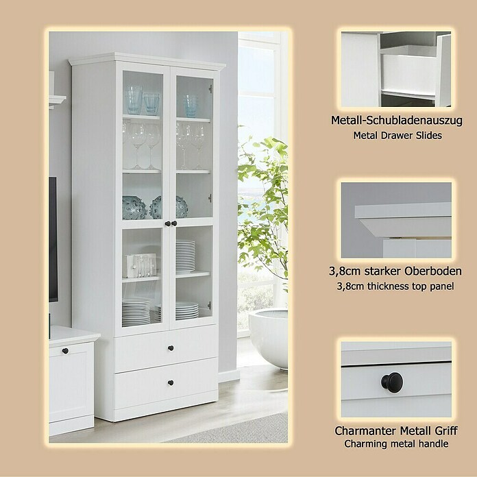 Trendteam Vitrine Baxxter (B x T x H: 81 x 41 x 196 cm, Weiß) | BAUHAUS