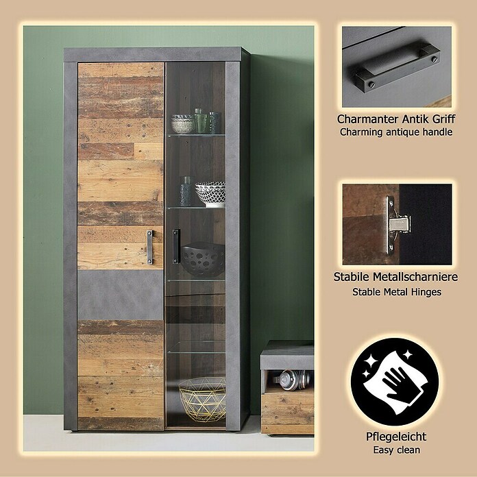 Trendteam Vitrine Indy (B x T x H: 87 x 34 x 189 cm, Braun) | BAUHAUS