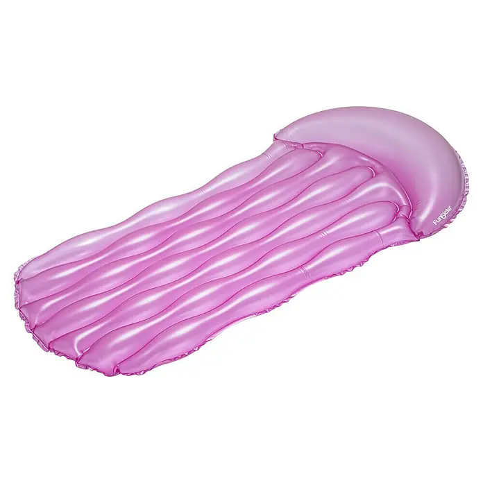 Funsicle Luftmatratze - L x B: 183 x 86 cm, Lila - Rosa aufblasbare Poolliege mit Kopfstütze und welliger, gerippter Oberfläche.