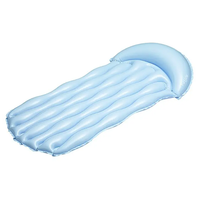 Funsicle Luftmatratze - L x B: 183 x 86 cm, Blau - Hellblaue aufblasbare Poolmatratze mit integriertem Kopfkissen und Wellendesign.