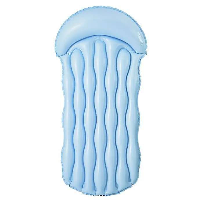 Funsicle Luftmatratze - L x B: 183 x 86 cm, Blau - Hellblaue aufblasbare Poolmatratze mit integriertem Kopfkissen und gewellten Luftkammern.