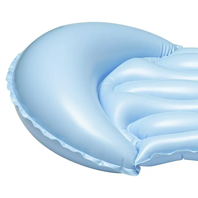 Funsicle Luftmatratze - L x B: 183 x 86 cm, Blau - Hellblaues aufblasbares Lounge-Floß mit gebogener Kopfstütze und gerippter Oberfläche.