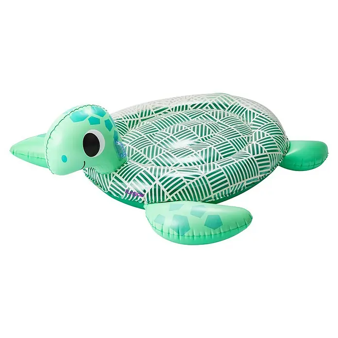 Funsicle Schwimmtier Schildkröte - L x B x H: 144 x 56 x 127 cm, Grün - Grün-weiß gemusterte aufblasbare Schildkröten-Schwimminsel.