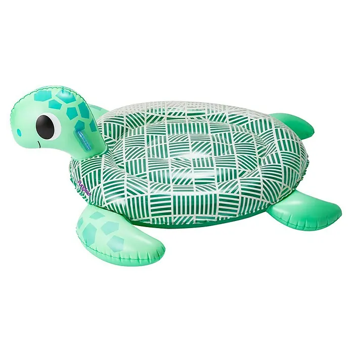 Funsicle Schwimmtier Schildkröte - L x B x H: 144 x 56 x 127 cm, Grün - Grüner aufblasbarer Schildkröten-Schwimmring mit weiß-grün gemusterter Schale.