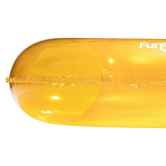 Funsicle Schwimmring - Durchmesser: 79 cm, Orange - Teilweise sichtbarer, durchsichtiger gelber aufblasbarer Poolschwimmer.