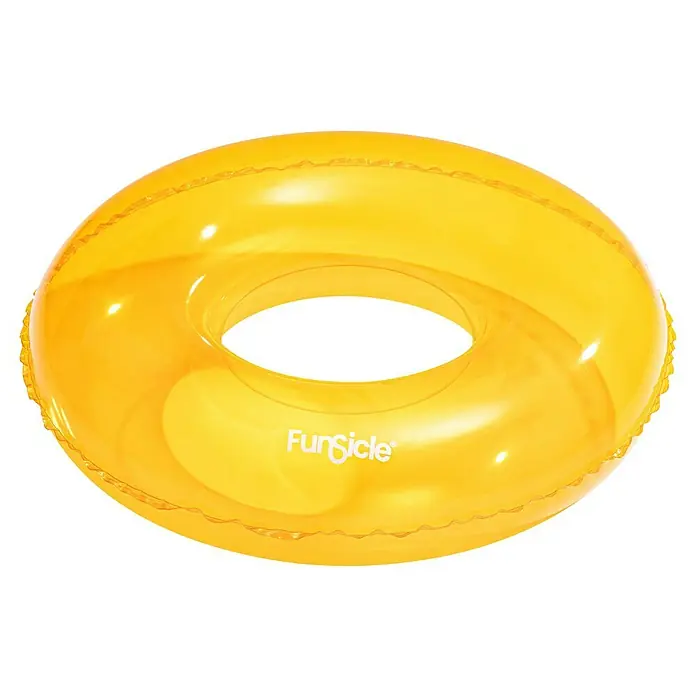 Funsicle Schwimmring - Durchmesser: 79 cm, Orange - Ein transparenter, gelber aufblasbarer Schwimmring mit 'FunSicle'-Branding.