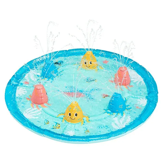 Funsicle Wassermatte Oktopus - Durchmesser: 114 cm, Kunststoff - Buntes aufblasbares Planschbecken für Kinder mit fünf Tintenfisch-Sprühern, die Wasser versprühen.