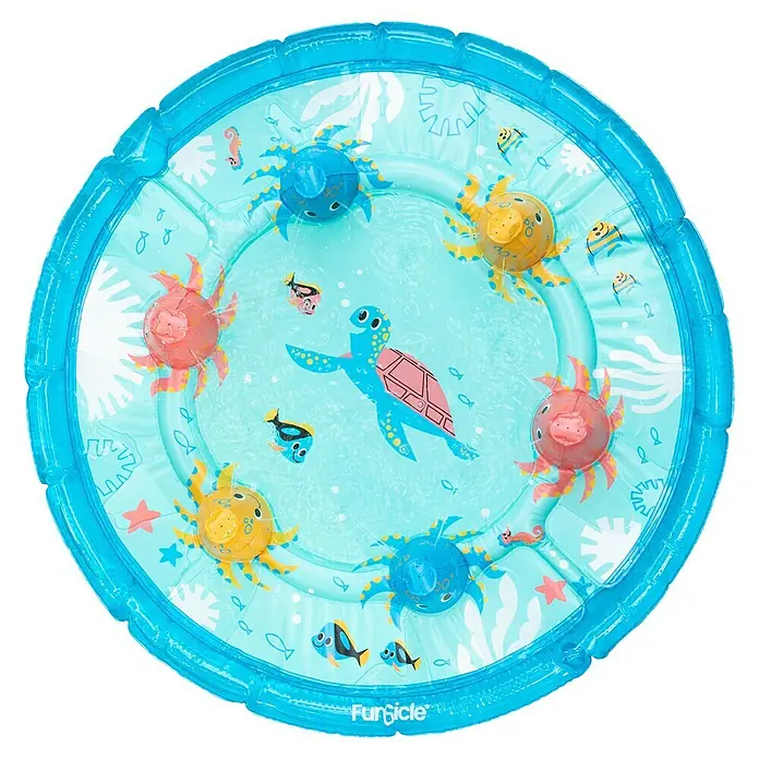 Funsicle Wassermatte Oktopus - Durchmesser: 114 cm, Kunststoff - Blaues aufblasbares Planschbecken mit Meerestier-Sprinklern, inklusive Krabben und Schildkröte, zum Wasserspiel.