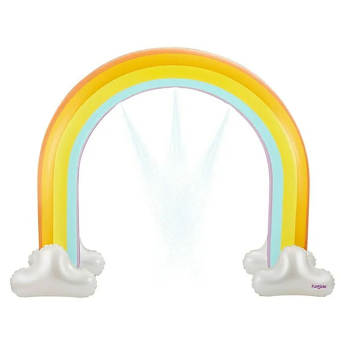 Funsicle Wassersprüher Over the Rainbow - Mehrfarbig, B x H: 251 x 190 cm - FunSicle aufblasbarer Regenbogen-Sprinkler mit bunten Bändern und weißen Wolkenbasen, sprüht Wasser.